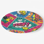 Retro-Comic-Book-Explosion POOF Pop-Art-Party Pappteller (Schrägansicht)