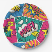 Retro-Comic-Book-Explosion POOF Pop-Art-Party Pappteller (Vorderseite)