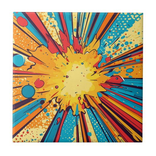 Retro-Comic-Book-Gelb-Explosion-Pop-Art Fliese (Vorderseite)