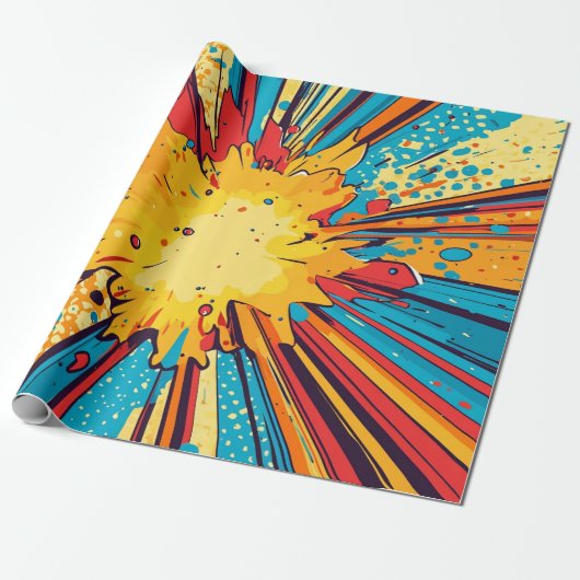 Retro-Comic-Book-Gelb-Explosion-Pop-Art Geschenkpapier (Ungerollt)