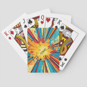 Retro-Comic-Book-Gelb-Explosion-Pop-Art Spielkarten