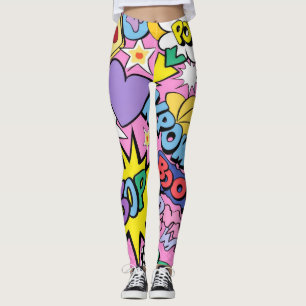 Retro-Comic-Book-Pop-Art-Collage Leggings