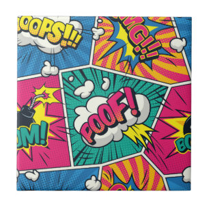 Retro-Comic-Book-Pop-Art-Muster Keramikfliese