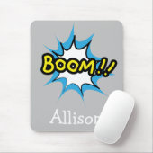 Retro Comic Buch Grau Boom Mousepad (Mit Mouse)