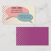 Retro Comic-Buch-Sprache-Blasen-Halbtonpastelle Visitenkarte (Vorne/Hinten)