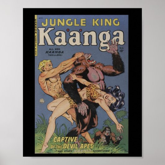 Retro Comic Buchabdeckung Jungle Ape Button Up Poster (Vorne)