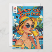 Retro Comic Buchabdeckung Tropischer Bridal Brunch Einladung (Vorderseite)