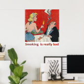 Retro-Comic Buchbilder - Rauchen ist schlecht für  Poster (Heimbüro)