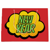 Retro-Comic Buchstil Neues Jahr Große Geschenktüte (Vorderseite)