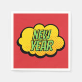 Retro-Comic Buchstil Neues Jahr Serviette (Vorderseite)