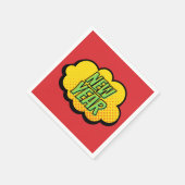 Retro-Comic Buchstil Neues Jahr Serviette (Ecke)