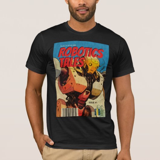 Retro-Comic-Cover-Roboter-Grafik T-Shirt (Vorderseite)