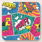 Retro-Comic-Explosion - lebendige Kunst des Pops Getränkeuntersetzer (Vorderseite)