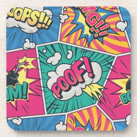 Retro-Comic-Explosion - Lebendige Pop-Art Getränkeuntersetzer (Vorderseite)