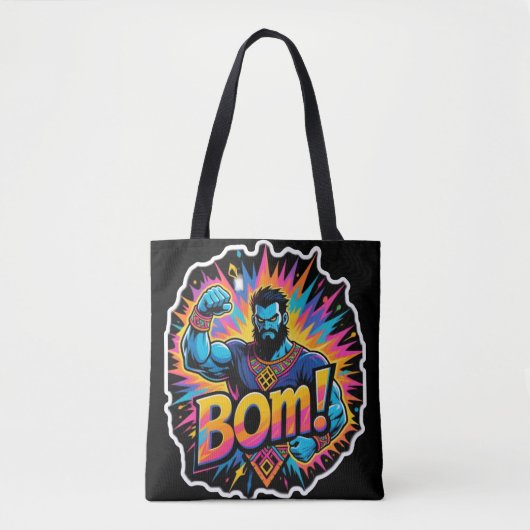 Retro comic explosion muscular superhero.BOM!Power Tasche (Vorderseite)