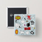 Retro Comic Explosion Pop Art Button (Vorne & Hinten)