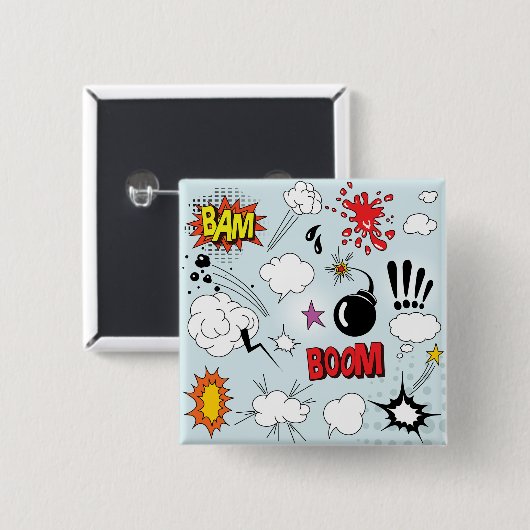 Retro Comic Explosion Pop Art Button (Vorne & Hinten)