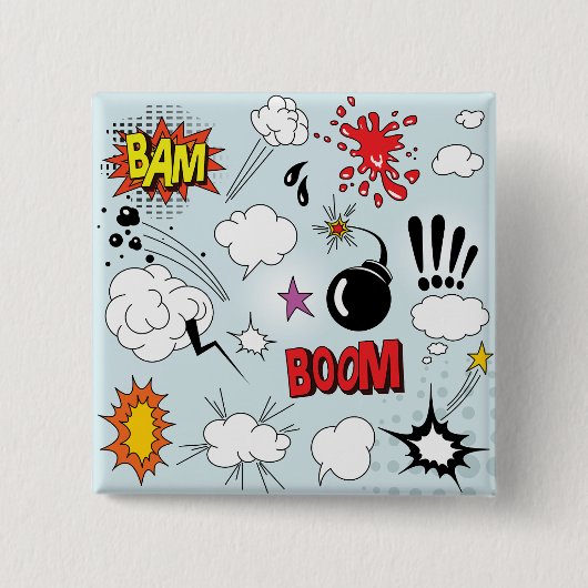 Retro Comic Explosion Pop Art Button (Vorderseite)