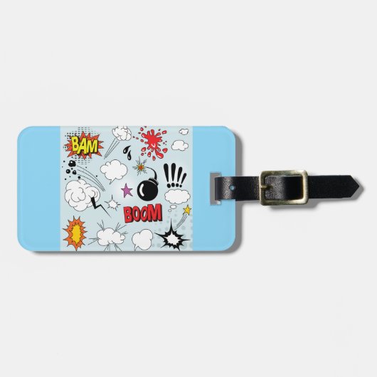 Retro Comic Explosion Pop Art Gepäckanhänger (Vorderseite horizontal)