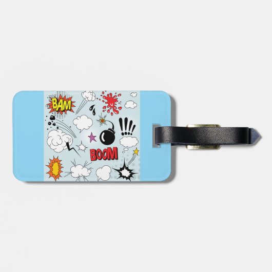 Retro Comic Explosion Pop Art Gepäckanhänger (Rückseite horizontal)
