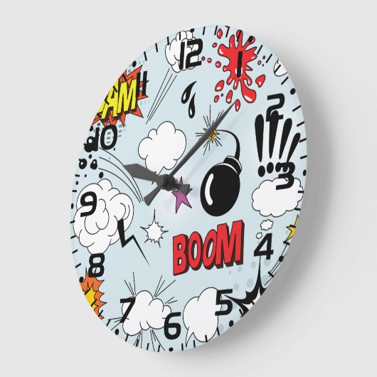 Retro Comic Explosion Pop Art Große Wanduhr (Winkel)
