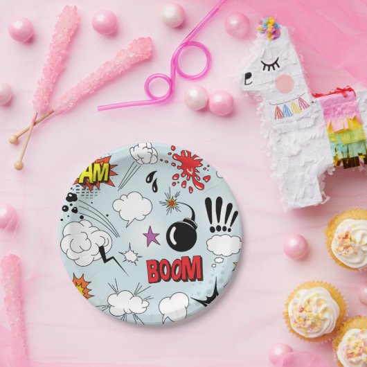 Retro Comic Explosion Pop Art Pappteller (Party)