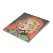 Retro-Comic-Frau - Pop-Art Fliese (Seite)