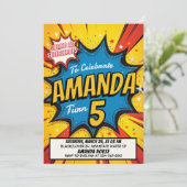 Retro Comic Geburtstagsparty Einladung (Stehend Vorderseite)