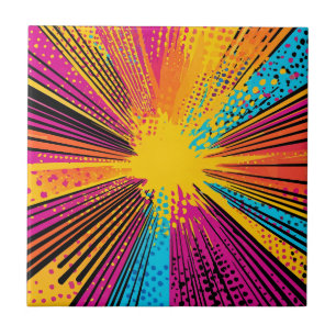 Retro-Comic-Gelb-Explosion Rot Blau Fliese