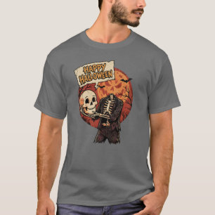 Retro-Comic kopfloser Skelett Frohes Halloween T-Shirt