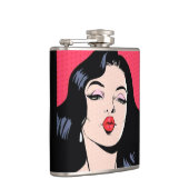 Retro Comic-Mädchen-angesagte Flasche Flachmann (Rechts)