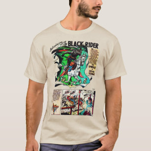 Retro-Comic mit schwarzem Rider Strip-T - Shirt