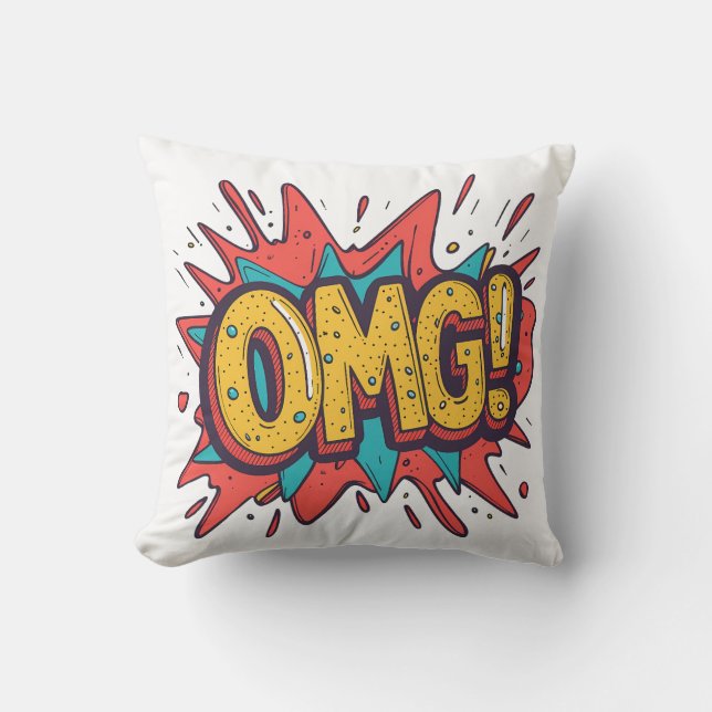 Retro Comic “OMG!” Pop Art Decorative Pillow Kissen (Vorderseite)