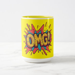 Retro-Comic-„OMG!“-Pop-Art-Kaffeetasse Zweifarbige Tasse