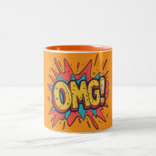 Retro-Comic-“OMG!”-Pop-Art-Kaffeetasse Zweifarbige Tasse