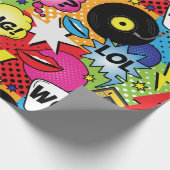 Retro Comic Pop Art Kindergeburtstag Geschenkpapier (Ecke)
