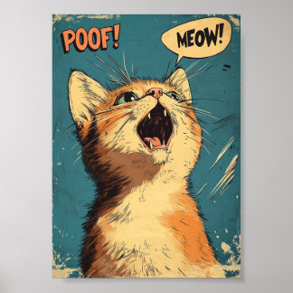 Retro-Comic-Pop-Art-Miau-Ginger-Kätzchen-Katzen-Ku Poster
