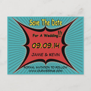 Retro Comic Pop Art Wedding Save the Date Postcard Ankündigungspostkarte