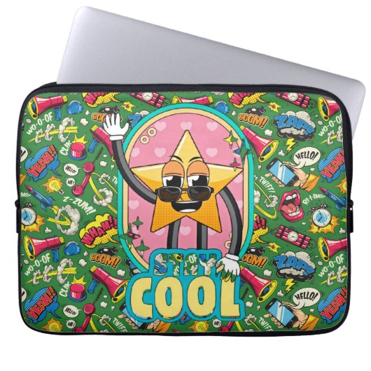 Retro-Comic-Pop-Star-Laptop-Hülle Laptopschutzhülle (Vorderseite)