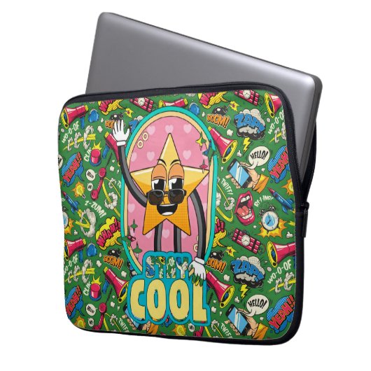 Retro Comic Pop Star Laptop Sleeve (Vorderseite Links)