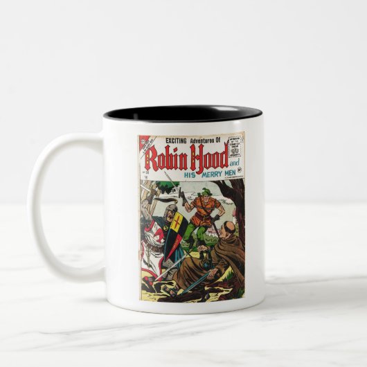 Retro-Comic Robin Hood Zweifarbige Tasse (Links)