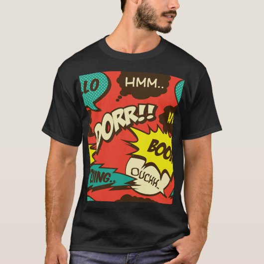 Retro Comic Schrei: Nahtloses Muster. T-Shirt (Vorderseite)