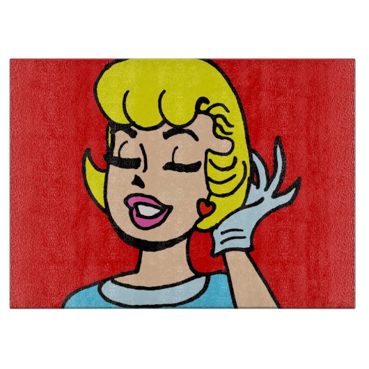 Retro Comic-Streifen-Schönheits-Ausschnitt-Brett Schneidebrett (Vorderseite)