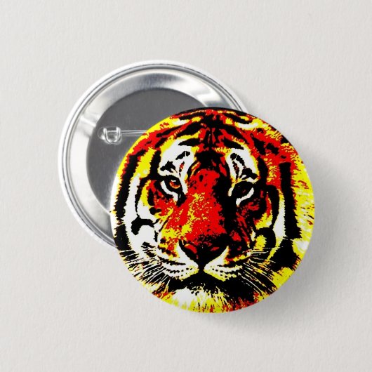 Retro Comic Style Tiger Eyes Pinback Schaltfläche Button (Vorne & Hinten)