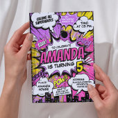 Retro Comic Superheroes Girl Geburtstagsparty Einladung