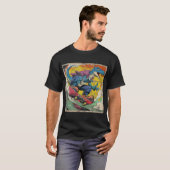 Retro Comic T-Rex Skateboarding T-Shirt (Vorne ganz)