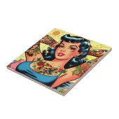 Retro Comic Tattoo Girl Fliese (Seite)