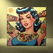 Retro Comic Tattoo Girl Fliese