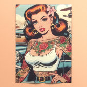 Retro Comic Tattoo Girl Seidenpapier