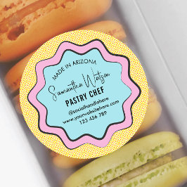 Retro Comic Trendy Fun Colorful Café Bakery Koch Runder Aufkleber